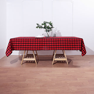 Elevate Your Event with the Black/Red Buffalo Plaid Tablecloth