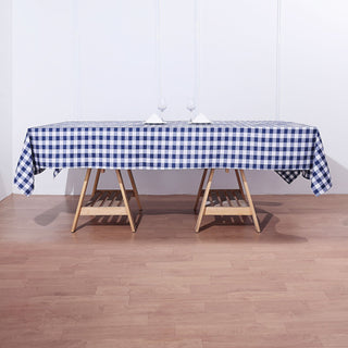 Elegant White/Navy Blue Buffalo Plaid Rectangle Tablecloth Elegant White/Navy Blue Buffalo Plaid Rectangle Tablecloth