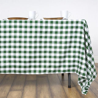 White/Green Buffalo Plaid Tablecloth - Add Elegance to Your Event Décor White/Green Buffalo Plaid Tablecloth - Add Elegance to Your Event Décor