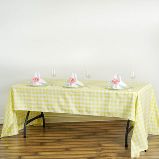 Elegant and Stylish White/Yellow Buffalo Plaid Tablecloth