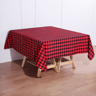 Black/Red Buffalo Plaid Tablecloth: Add Elegance to Your Event Decor
