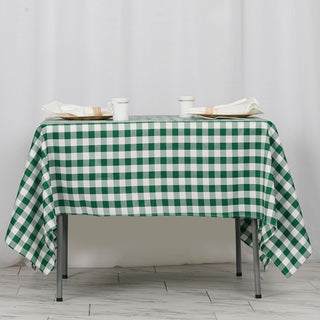 Add a Touch of Elegance with the White/Green Buffalo Plaid Square Tablecloth