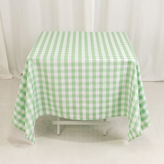 <strong>Timeless Charm with White Sage Green Buffalo Plaid Tablecloth 70"x70"</strong> <strong>Timeless Charm with White Sage Green Buffalo Plaid Tablecloth 70"x70"</strong>