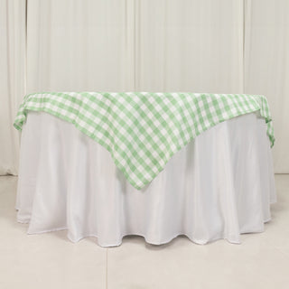 <strong>Timeless Charm with White Sage Green Buffalo Plaid Table Overlay 70"x70"</strong> <strong>Timeless Charm with White Sage Green Buffalo Plaid Table Overlay 70"x70"</strong>