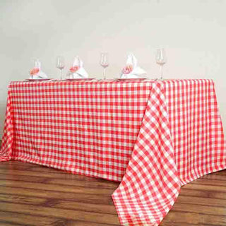 Elevate Your Event with the White/Red Buffalo Plaid Tablecloth Elevate Your Event with the White/Red Buffalo Plaid Tablecloth
