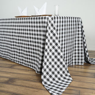 Stylish and Functional White/Black Buffalo Plaid Tablecloth