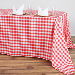 Durable and Easy-to-Care-for Tablecloth in White/Red Durable and Easy-to-Care-for Tablecloth in White/Red