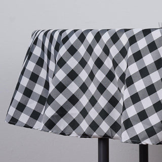 Complete Your Event Decor with the White/Black Buffalo Plaid Round Tablecloth Complete Your Event Decor with the White/Black Buffalo Plaid Round Tablecloth