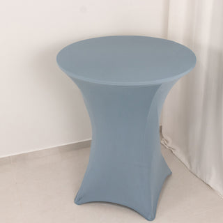 <span>Elegant Dusty Blue Spandex Highboy Table Cover</span> <span>Elegant Dusty Blue Spandex Highboy Table Cover</span>