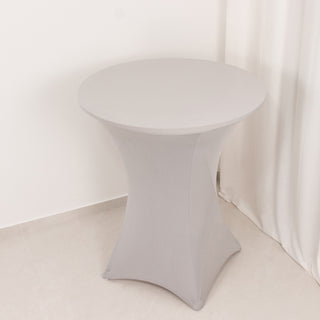 <span>Elegant Silver Spandex Highboy Table Cover</span> <span>Elegant Silver Spandex Highboy Table Cover</span>