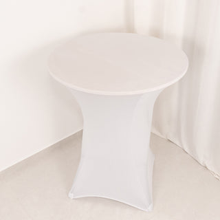 <span>Elegant White Spandex Highboy Table Cover</span> <span>Elegant White Spandex Highboy Table Cover</span>