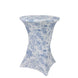 Spandex Round Cocktail Table Cover – Blue & White French Toile