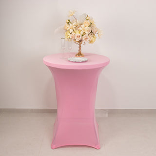 <strong>Effortless Elegance with Pink Spandex Table Cover</strong> <strong>Effortless Elegance with Pink Spandex Table Cover</strong>