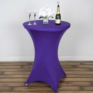 Purple Cocktail Spandex Table Cover - Add Elegance to Your Event Decor