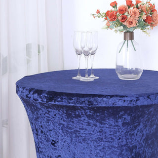 Versatile and Stylish: The Navy Blue Spandex Cocktail Table Cover Versatile and Stylish: The Navy Blue Spandex Cocktail Table Cover