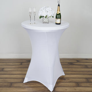 Elegant White Cocktail Spandex Table Cover