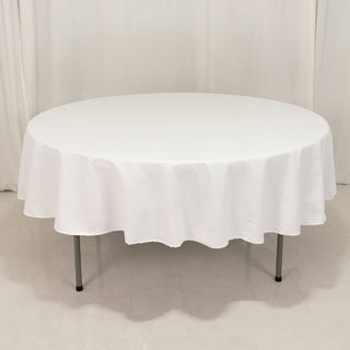 <strong>White Cotton Blend Round Tablecloth - 90"</strong> <strong>White Cotton Blend Round Tablecloth - 90"</strong>