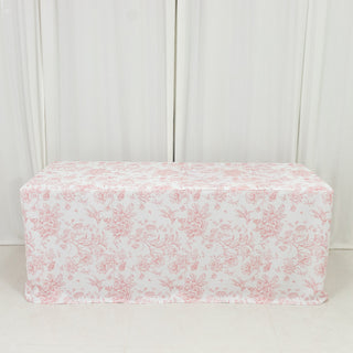 <strong>Pink French Toile Tablecloth 6ft – Fitted, Wrinkle-Resistant</strong> <strong>Pink French Toile Tablecloth 6ft – Fitted, Wrinkle-Resistant</strong>