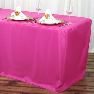 Add Elegance to Your Event with the Fuchsia Fitted Polyester Rectangular Table Cover
