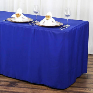 Elevate Your Event with the Royal Blue Fitted Polyester Rectangular Table Cover