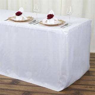 Elegant White Fitted Polyester Rectangular Table Cover Elegant White Fitted Polyester Rectangular Table Cover