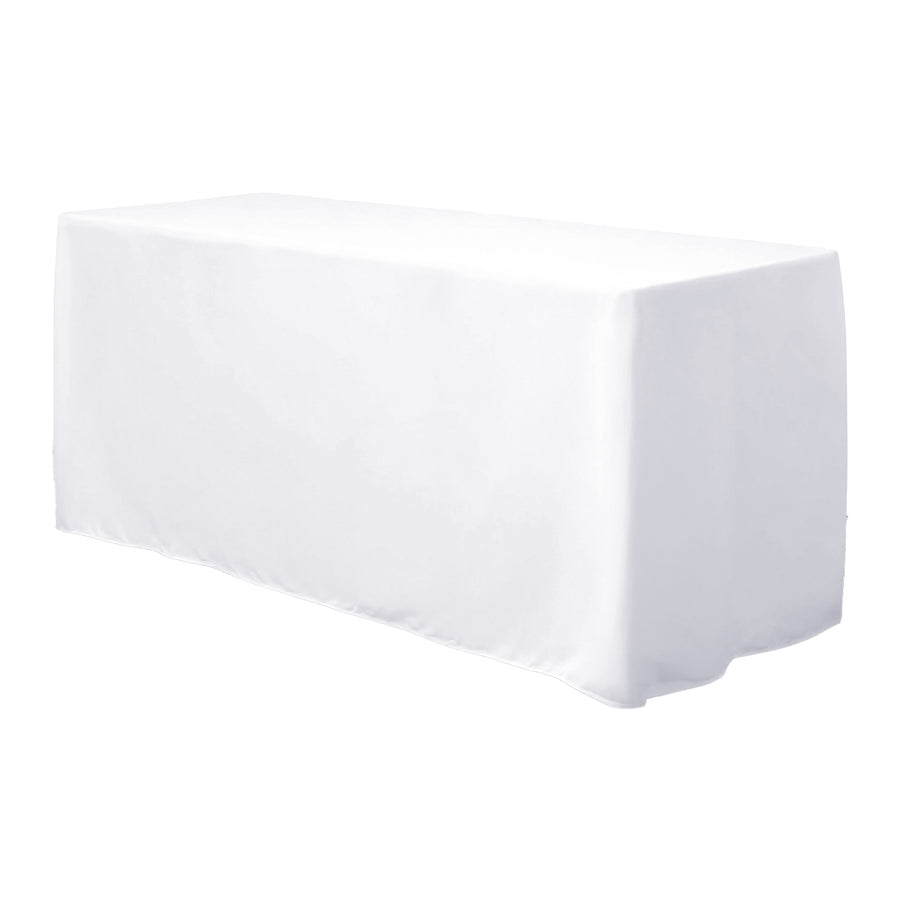 6FT Fitted WHITE Wholesale Polyester Table Cover Wedding Banquet Event Tablecloth