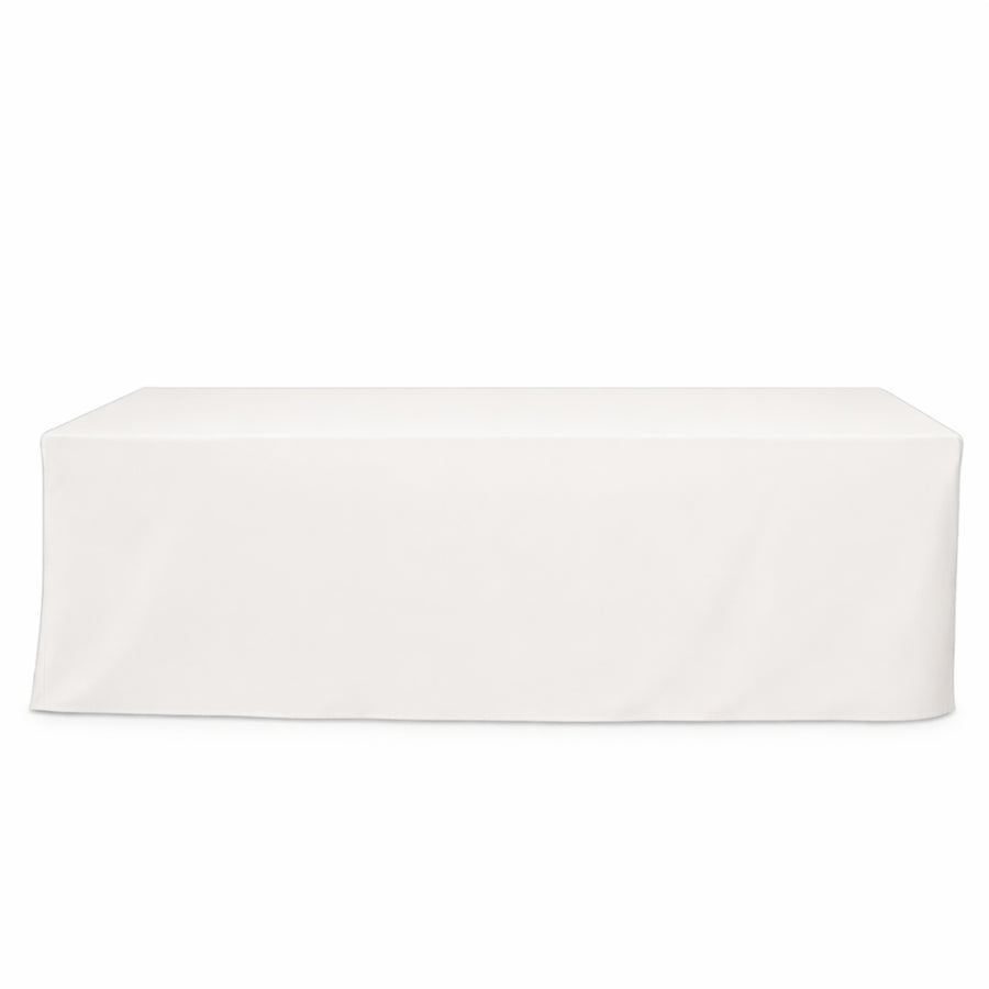 White tablecloth draped over a rectangular table