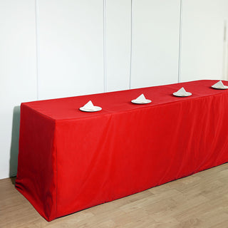 Create Unforgettable Memories with the 8ft Red Fitted Polyester Rectangular Table Cover