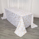 90inch x 132inch White Rectangle Polyester Tablecloth With Gold Foil Geometric Pattern