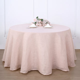 Elevate Your Event with the 108" Blush Seamless Linen Round Tablecloth