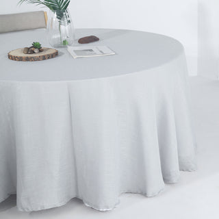 Wrinkle Resistant Silver Seamless Round Tablecloth for Effortless Elegance