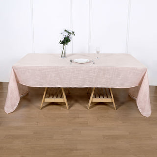 Blush Beauty: Wrinkle Resistant and Slubby Textured Tablecloth