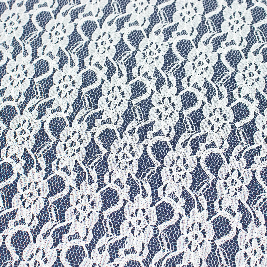 120" Ivory Round Polyester Floral Lace Tablecloth#whtbkgd