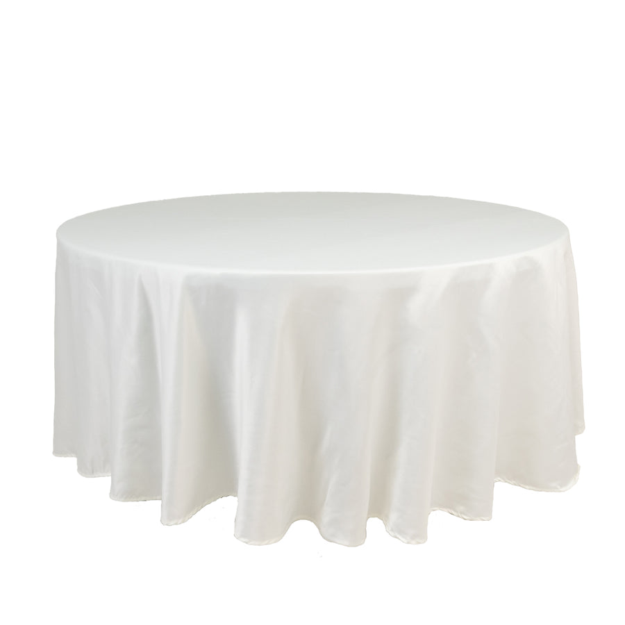 108" Ivory Lamour Satin Round Tablecloth