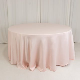 <strong>Seamless Blush Lamour Satin Round Tablecloth 120”</strong> <strong>Seamless Blush Lamour Satin Round Tablecloth 120”</strong>