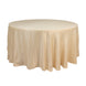 120 Beige Seamless Lamour Satin Round Tablecloth for 5 Foot Table With Floor-Length Drop