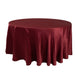 120 Burgundy Seamless Lamour Satin Round Tablecloth for 5 Foot Table With Floor-Length Drop