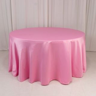<strong>Seamless Pink Lamour Satin Round Tablecloth 120”</strong> <strong>Seamless Pink Lamour Satin Round Tablecloth 120”</strong>