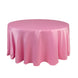 120 Pink Seamless Lamour Satin Round Tablecloth for 5 Foot Table With Floor-Length Drop