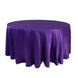 Lamour Satin 120" Round Tablecloth Purple - Seamless Table Cover with Soft Tempered Sheen