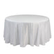 White Seamless Lamour Satin Round Tablecloth for 5 Foot Table With Floor-Length Drop
