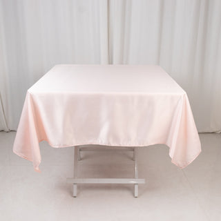 <strong>Exquisite Blush Lamour Satin Tablecloth - 54"</strong> <strong>Exquisite Blush Lamour Satin Tablecloth - 54"</strong>