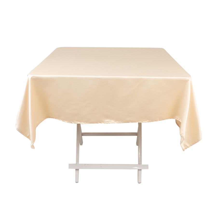 Beige Seamless Lamour Satin Square Tablecloth - 54inch