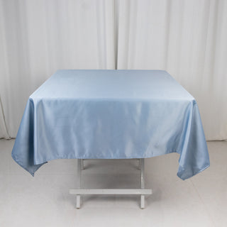 <strong>Exquisite Dusty Blue Lamour Satin Tablecloth - 54"</strong> <strong>Exquisite Dusty Blue Lamour Satin Tablecloth - 54"</strong>