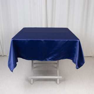 <strong>Exquisite Navy Blue Lamour Satin Tablecloth - 54"</strong> <strong>Exquisite Navy Blue Lamour Satin Tablecloth - 54"</strong>