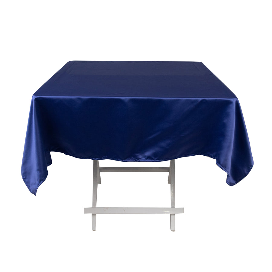 Navy Blue Seamless Lamour Satin Square Tablecloth - 54inch