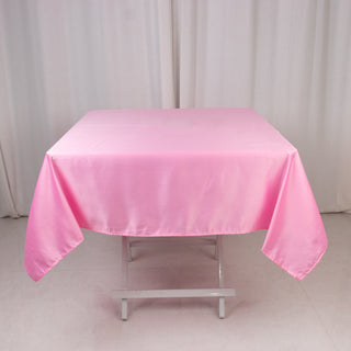 <strong>Exquisite Pink Lamour Satin Tablecloth - 54"</strong> <strong>Exquisite Pink Lamour Satin Tablecloth - 54"</strong>