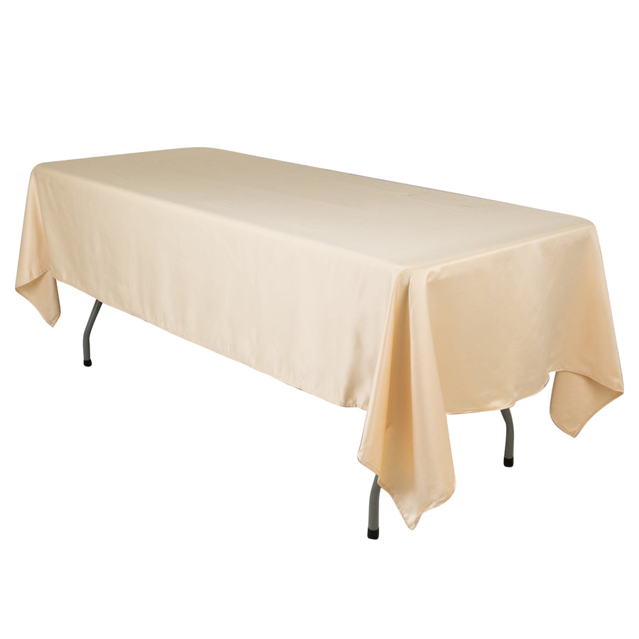 60"x102" Beige Lamour Satin Rectangle Tablecloth