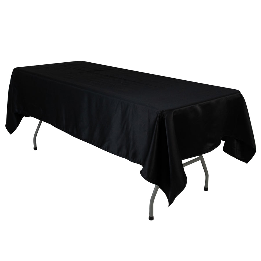 60"x102" Black Lamour Satin Rectangle Tablecloth