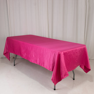 <strong>Sophisticated Fuchsia Lamour Satin Rectangular Tablecloth</strong> <strong>Sophisticated Fuchsia Lamour Satin Rectangular Tablecloth</strong>